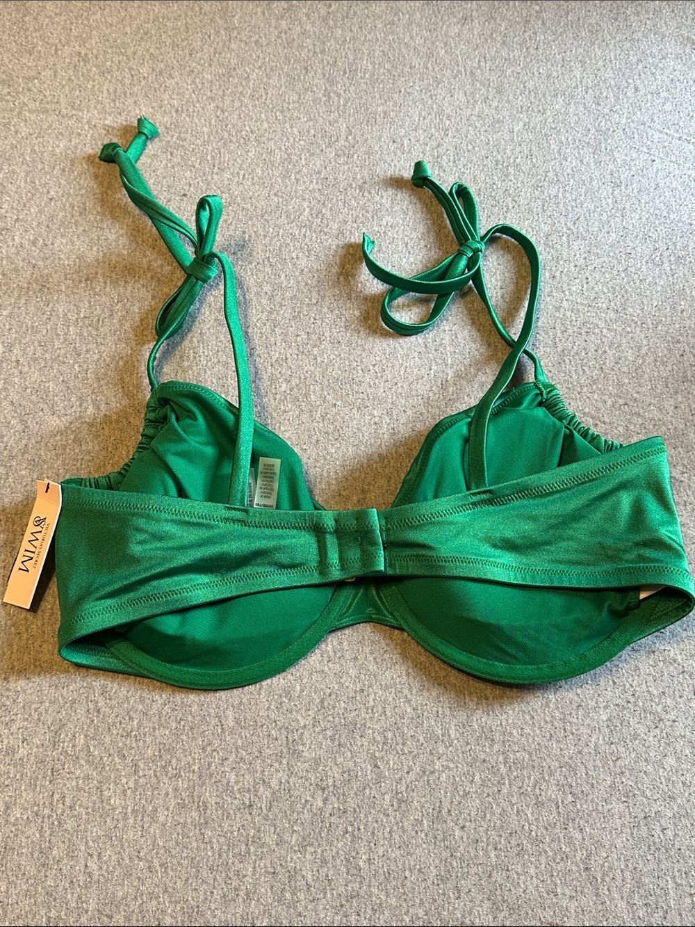Victoria's Secret Tie-Shoulder Underwire Bikini Top, Emerald Metallic, Sz 38DDD - Picture 5 of 10
